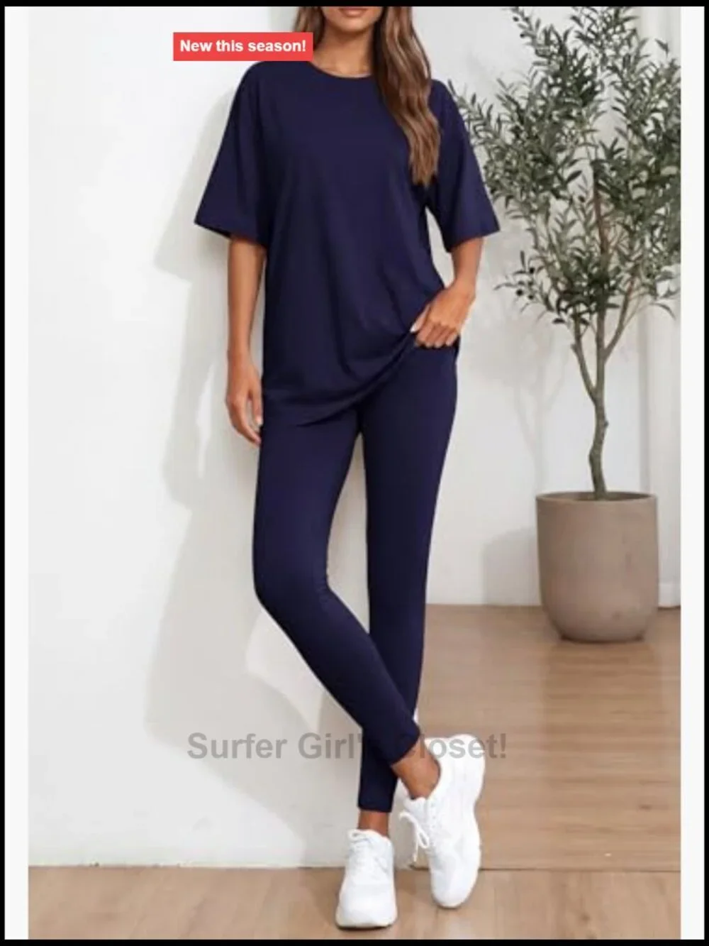 Two Piece Lounge Set - Oversized Shirt & Leggings - Casual Travel Outfit